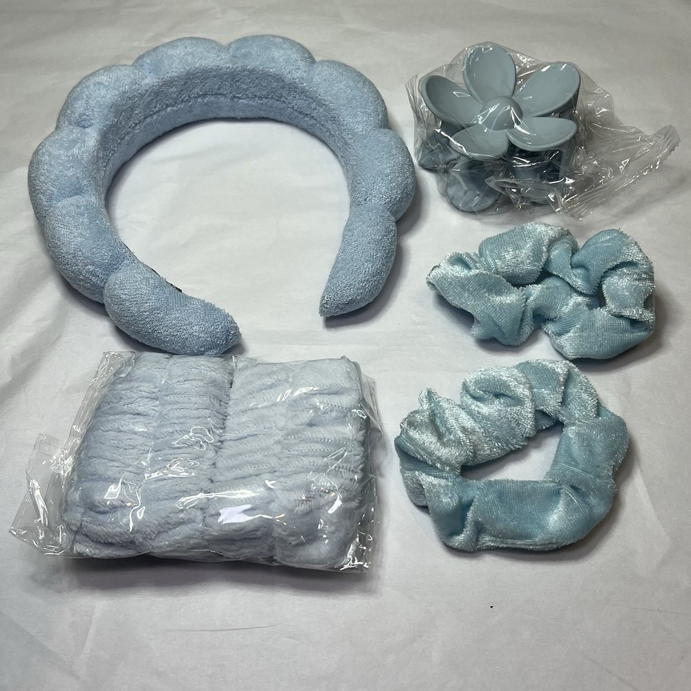 6 Pack Spa Headband Makeup, Face Wash, Skincare Hair‎ Accessories Blue Clip NWT